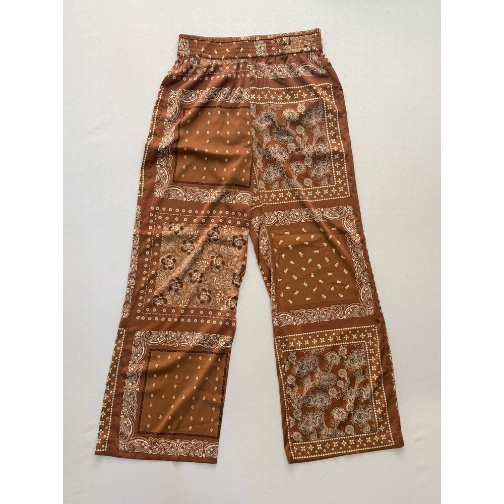 Joie Brown Bandana/Paisley Pattern Satin-Like Pant | Size Small